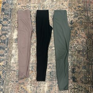 Lot of 3 High-Waisted Leggings Size Medium Purple, Black, Green